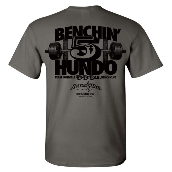 500 Bench Press Club T Shirt Charcoal Gray