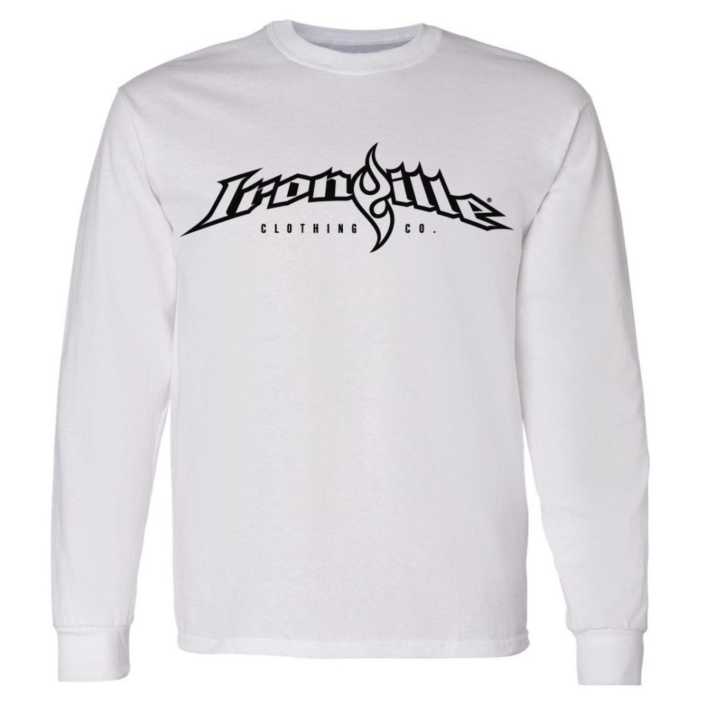 Ironville Long Sleeve T Shirt Full Horizontal Logo Front White