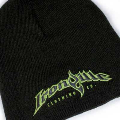 Ironville Weightlifting Gym Beanie Black Lime Green Charcoal