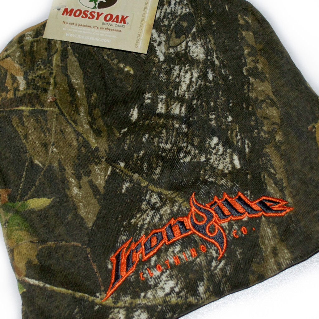 Ironville Weightlifting Gym Beanie Mossy Oak Camo Orange Charcoal
