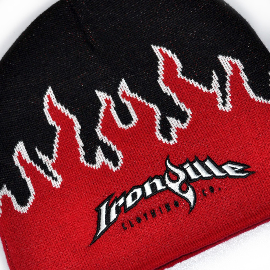 Ironville Weightlifting Gym Beanie Red Flame