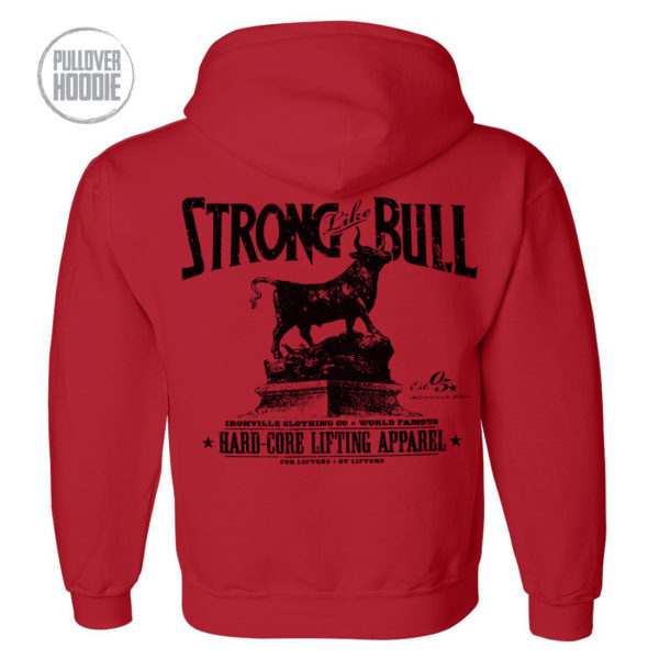 Strong Like Bull Powerlifting Gym Hoodie Red