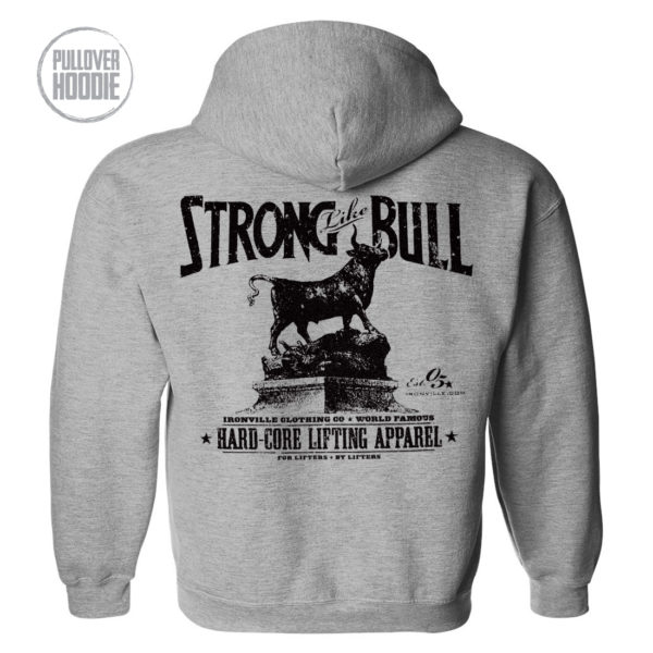 Strong Like Bull Powerlifting Gym Hoodie Sport Gray