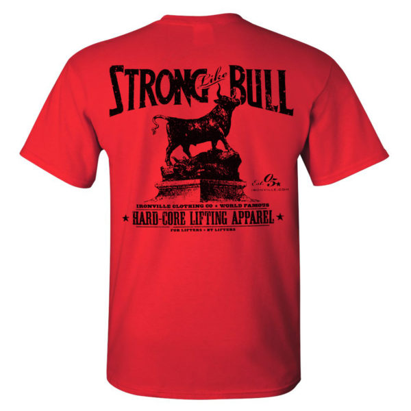 Strong Like Bull Powerlifting Gym T Shirt Red