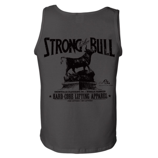Strong Like Bull Powerlifting Gym Tank Top Charcoal Gray