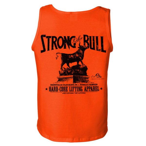 Strong Like Bull Powerlifting Gym Tank Top Orange