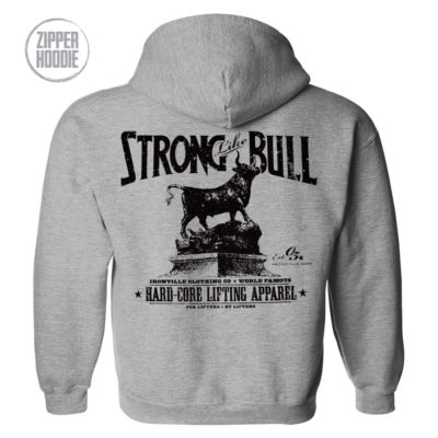 Strong Like Bull Powerlifting Gym Zipper Hoodie Sport Gray