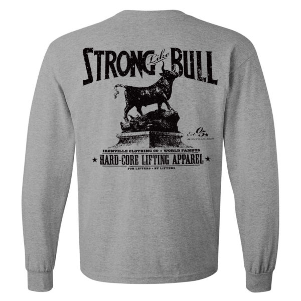 Strong Like Bull Powerlifting Long Sleeve Gym T Shirt Sport Gray