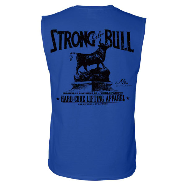 Strong Like Bull Powerlifting Sleeveless Gym T Shirt Royal Blue
