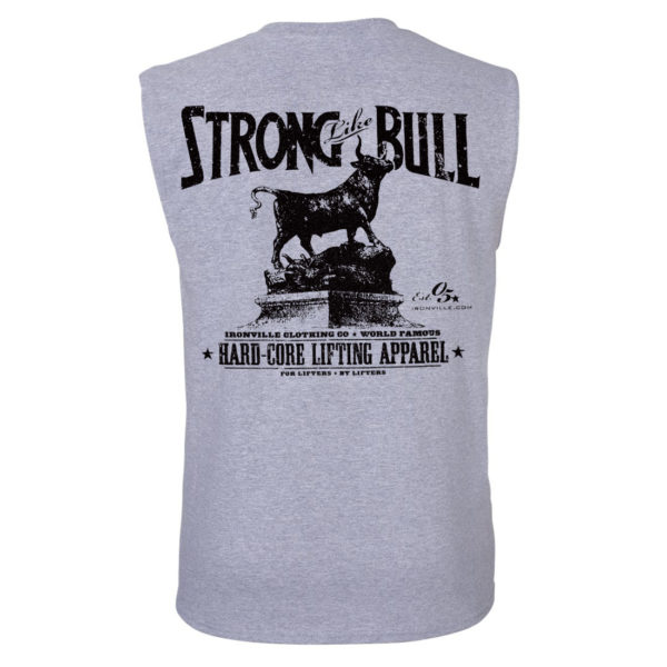 Strong Like Bull Powerlifting Sleeveless Gym T Shirt Sport Gray