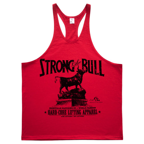 Strong Like Bull Powerlifting Stringer Tank Top Red