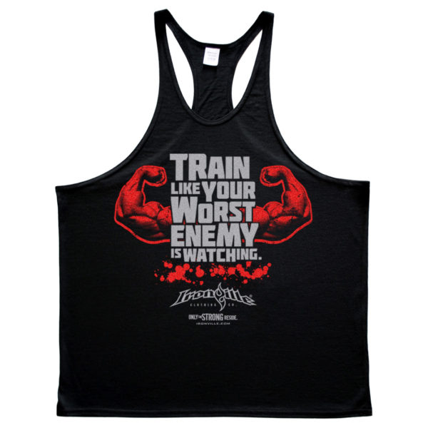 Train Like Your Worst Enemy Is Watching Bodybuilding Stringer Tank Top Black