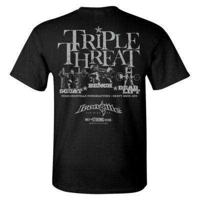Triple Threat Squat Bench Press Deadlift Powerlifting Gym T Shirt Black
