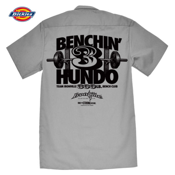 300 Bench Press Club Casual Button Down Shop Shirt Charcoal Gray