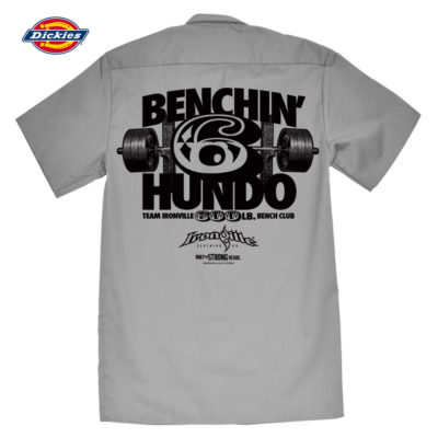 600 Bench Press Club Casual Button Down Shop Shirt Charcoal Gray
