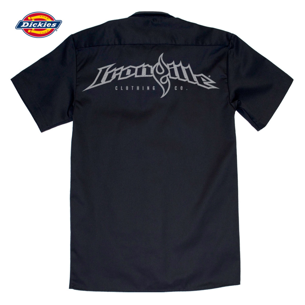 Ironville Casual Button Down Weightlifting Shop Shirt Back Black