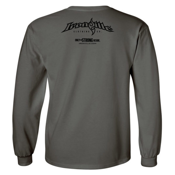 Ironville Long Sleeve Weightlifting T Shirt Back Charcoal Gray