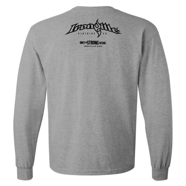 Ironville Long Sleeve Weightlifting T Shirt Back Sport Gray