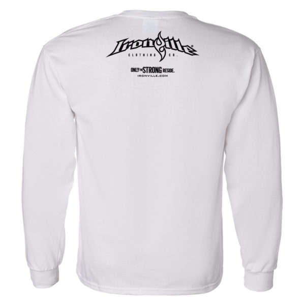 Ironville Long Sleeve Weightlifting T Shirt Back White