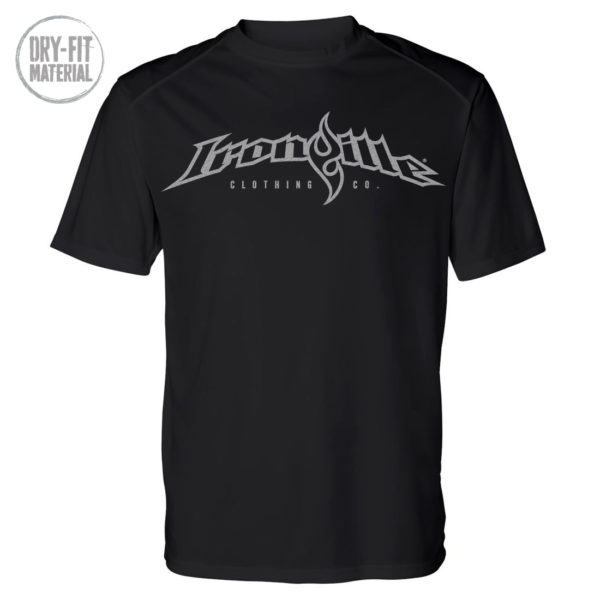 Ironville Moisture Wicking Dri Fit T Shirt Full Horizontal Logo Front Black