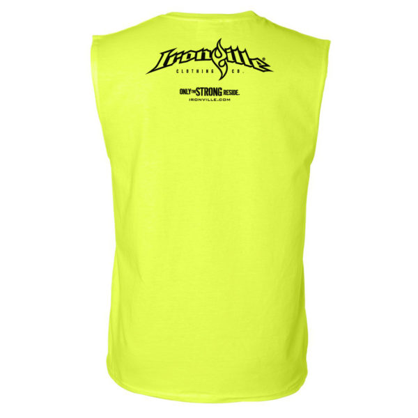 Ironville Sleeveless Weightlifting T Shirt Back Neon Yellow