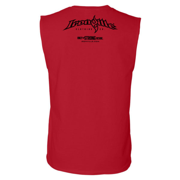 Ironville Sleeveless Weightlifting T Shirt Back Red