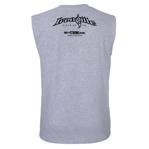 Ironville Sleeveless Weightlifting T Shirt Back Sport Gray