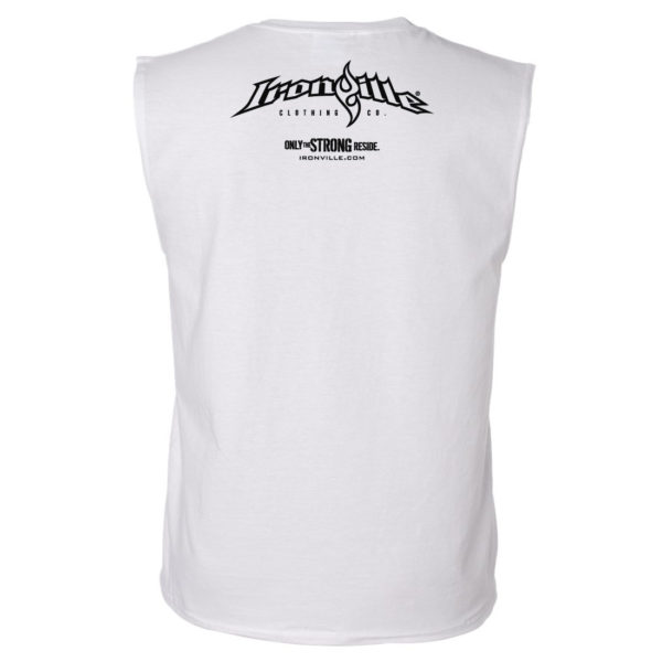 Ironville Sleeveless Weightlifting T Shirt Back White