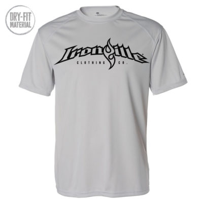 Ironville Weightlifting Dri Fit T Shirt Full Horizontal Logo Front Gray