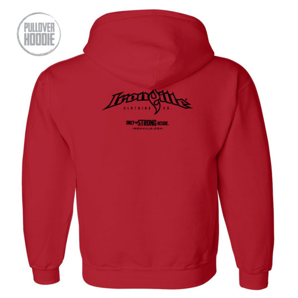 Ironville Weightlifting Hoodie Back Red