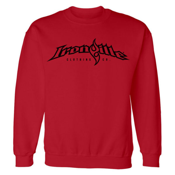 Ironville Weightlifting Sweatshirt Full Horizontal Logo Front Red