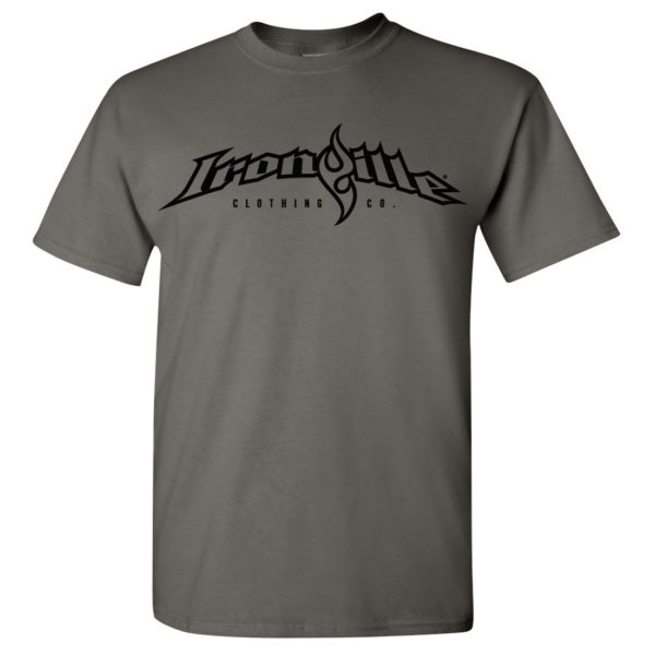 Ironville Weightlifting T Shirt Full Horizontal Logo Front Charcoal Gray