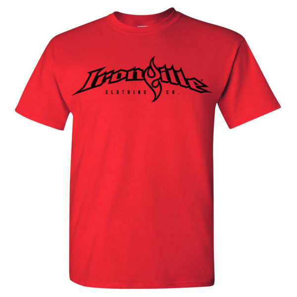 Ironville Weightlifting T Shirt Full Horizontal Logo Front Red