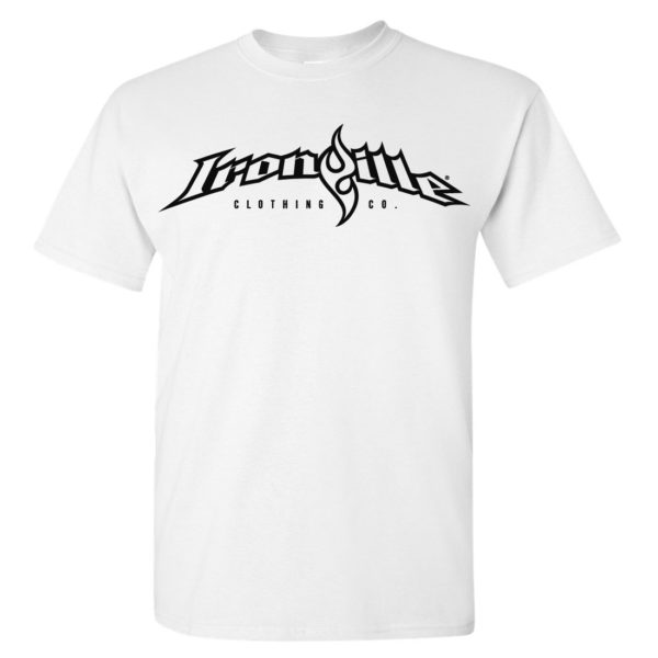 Ironville Weightlifting T Shirt Full Horizontal Logo Front White