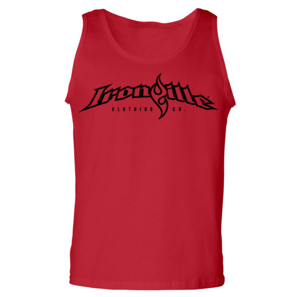 Ironville Weightlifting Tank Top Full Horizontal Logo Front Red