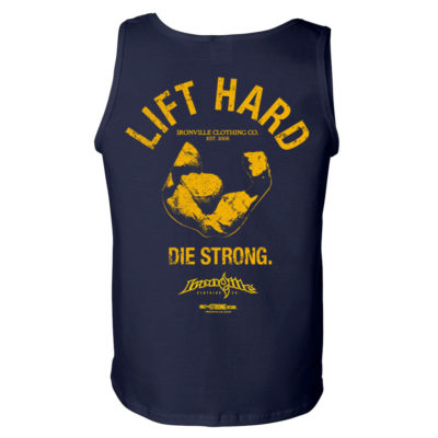Lift Hard Die Strong Bodybuilding Gym Tank Top Navy Blue