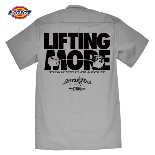 Lifting More Than You Lie About Casual Button Down Powerlifter Shop Shirt Charcoal Gray