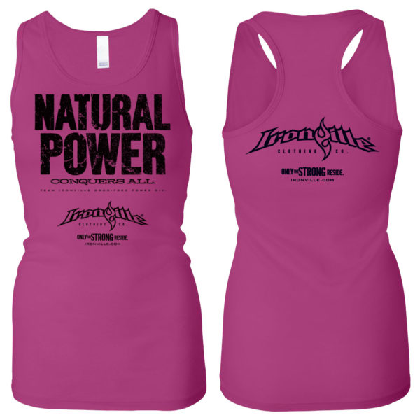 Natural Power Conquers All Womens Powerlifting Workout Tank Top Berry Pink