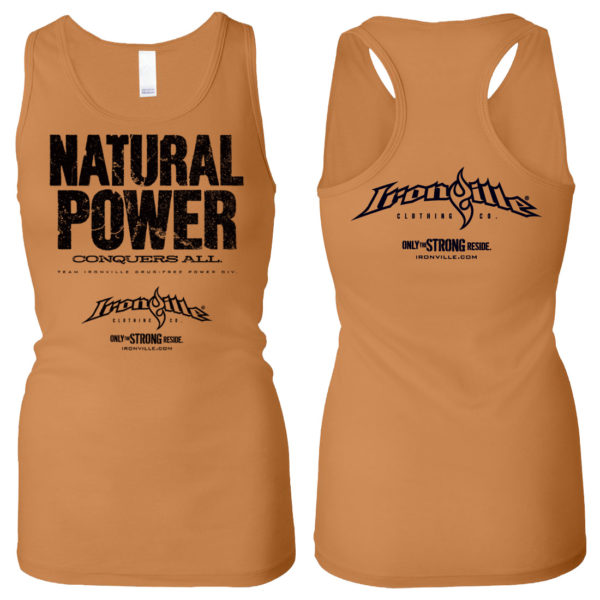 Natural Power Conquers All Womens Powerlifting Workout Tank Top Sorbet Orange