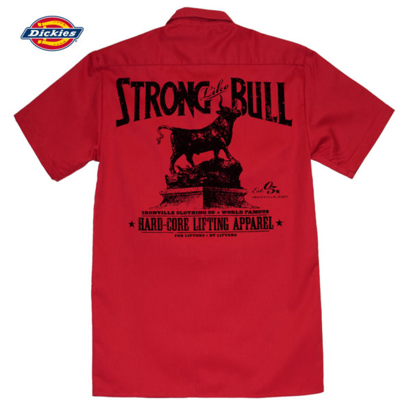 Strong Like Bull Casual Button Down Powerlifter Shop Shirt Red