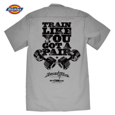 Train Like You Got A Pair Casual Button Down Bodybuilder Shop Shirt Charcoal Gray