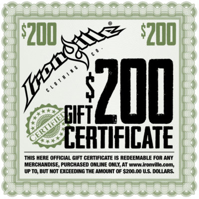 Exercise Gym Clothing Holiday Gift Certificate 200