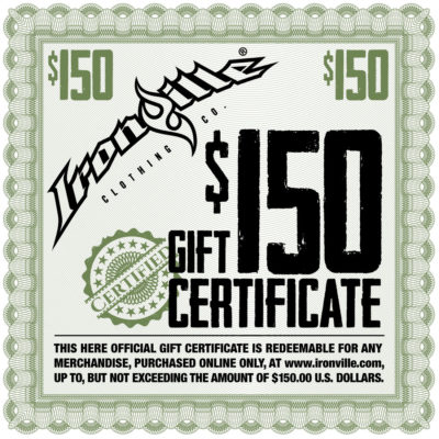 Fitness Gym Apparel Holiday Gift Certificate 150