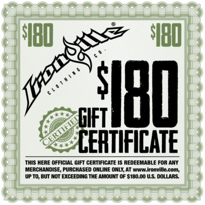 Strongman Gym Apparel Holiday Gift Certificate 180