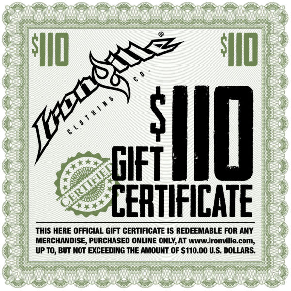 Workout Gym Clothing Holiday Gift Certificate 110