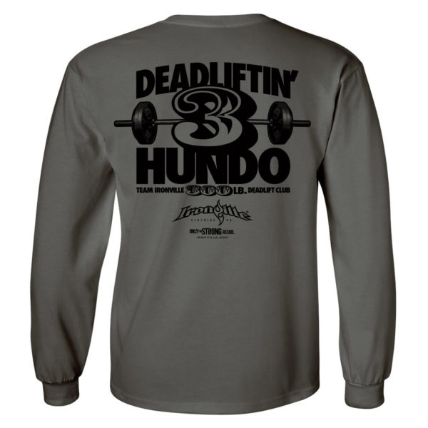 300 Deadlift Club Long Sleeve T Shirt Charcoal Gray