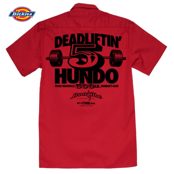 500 Deadlift Club Casual Button Down Shop Shirt Red