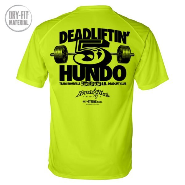 500 Deadlift Club Dri Fit T Shirt Neon Yellow