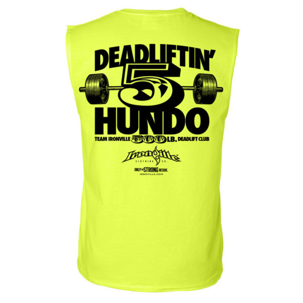 500 Deadlift Club Sleeveless T Shirt Neon Yellow