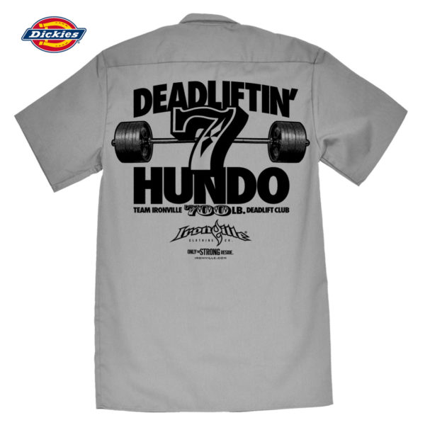 700 Deadlift Club Casual Button Down Shop Shirt Charcoal Gray